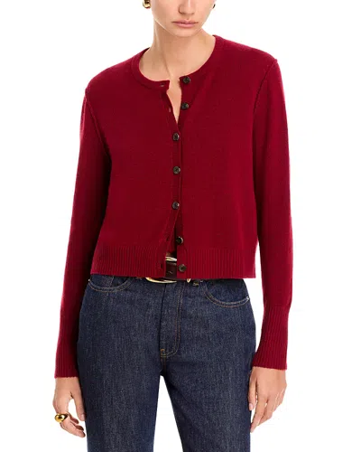 L'agence Malone Cashmere Crewneck Cardigan In Red