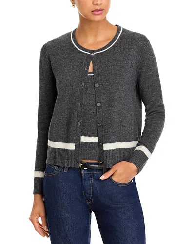 L'agence Malone Cashmere Crewneck Cardigan In Black