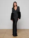 L'agence Manon Gown With Faux Fur In Black