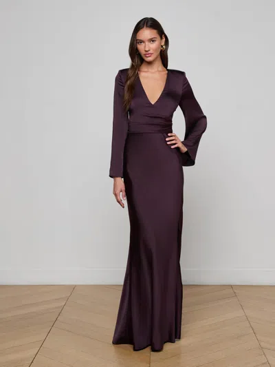 L'agence Manon Gown With Faux Fur In Purple