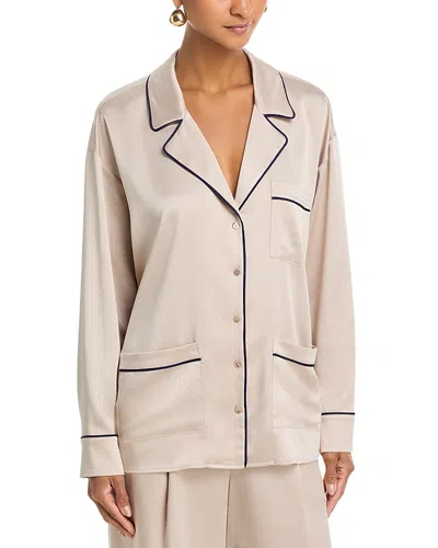L'agence Mara Lapel Relaxed Blouse In Gold