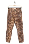 L'agence Margot Cheetah Print Coated Ankle Skinny Jeans In Brown