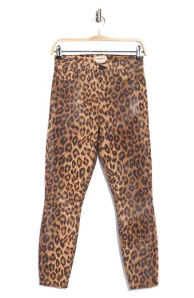 L'agence Margot Cheetah Print Coated Ankle Skinny Jeans In Brown