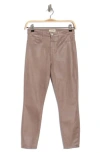 L'agence Margot Coated Crop High Waist Skinny Jeans In Brown