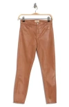 L'agence Margot Coated Crop High Waist Skinny Jeans In Brown
