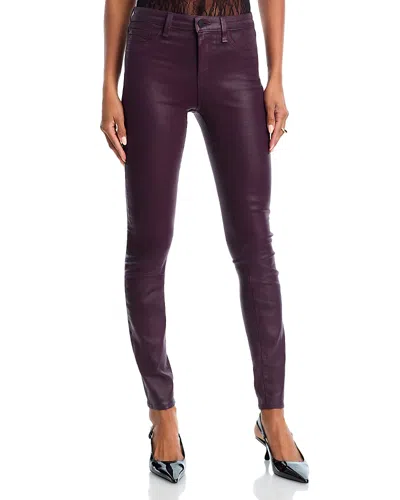L'agence Marguerite High Rise Coated Skinny Jeans In Dark Malbec In Brown