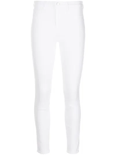 L'agence Nadia Cropped Striped High-rise Slim-leg Jeans In Blanc Coated