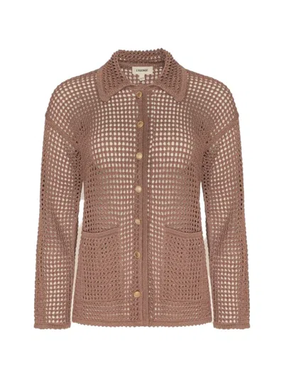 L'agence Mariana Pointelle Knit Shirt In Macadamia In Multi
