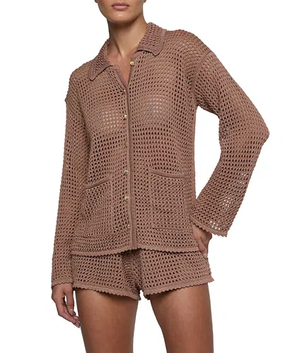 L'agence Mariana Pointelle Knit Sweater In Brown