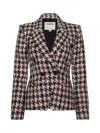 L'agence Marie Houndstooth Tweed Blazer In Brown