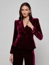 L'agence Kenzie Double-breasted Velvet Blazer In Pink