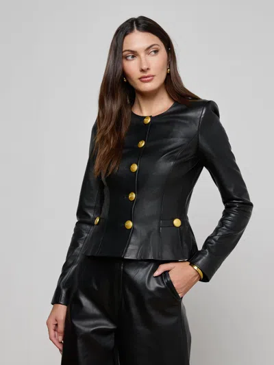 L'agence Mariella Leather Jacket In Black