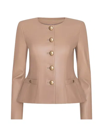 L'agence Mariella Peplum-hem Blazer In Brown