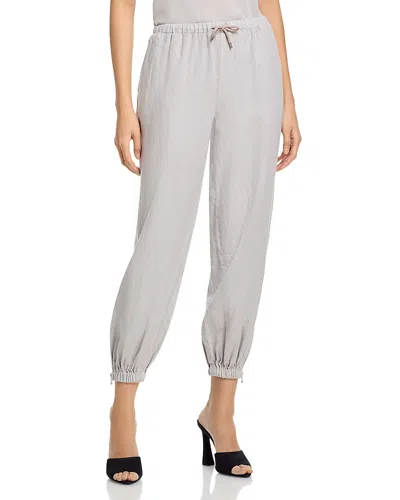 L'agence Mariko Linen Zip Hem Joggers In Gray