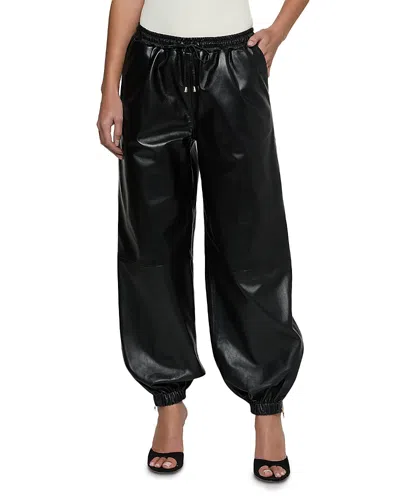 L'agence Mariko Tk Leather Drawstring Joggers In Black