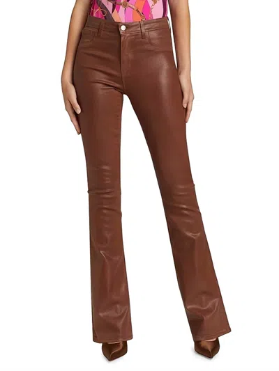 L'agence Marty High Rise Jeans In Rich Ginger Coated In Brown