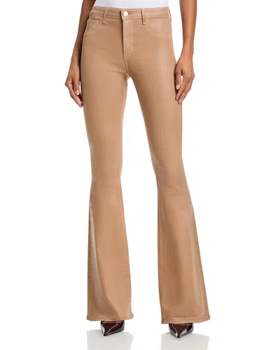 L'agence Marty Ultra High Rise Flare Leg Jeans In Cappuccino In Animal Print
