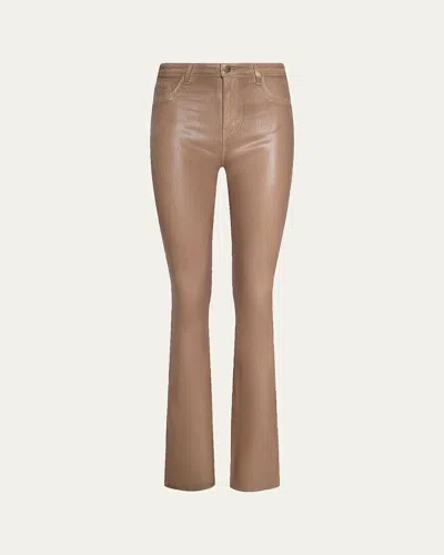 L'agence Marty Ultra High-rise Coated Flare Jeans In Brown