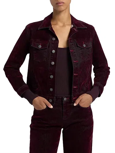 L'agence Maven Stretch Denim Slim Jacket In Bordeaux In Burgundy