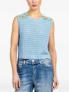L'agence Max Pointelle Knit Top In Blue