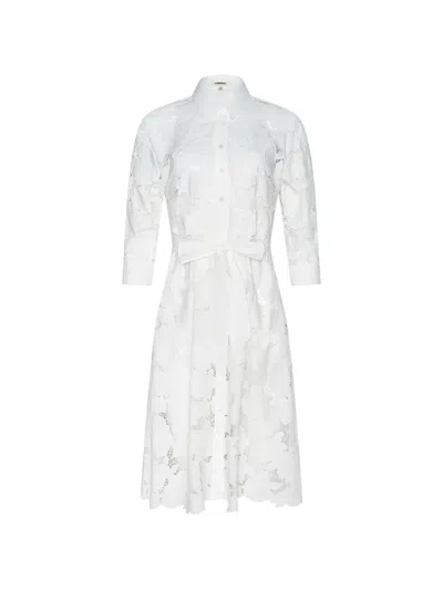 L'agence May Lace Shirt Midi Dress In White