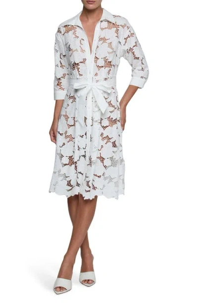 L'agence May Tie Waist Lace Midi Dress In White