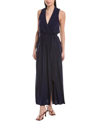 L'agence Mayer Military Linen Maxi Dress In Black