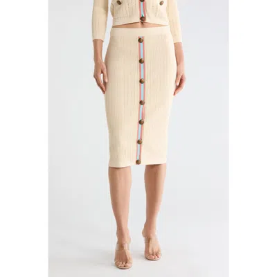 L'agence Melania Pointelle Button Front Sweater Skirt