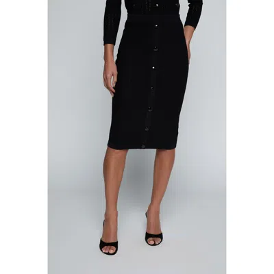L'agence Melania Pointelle Button Front Sweater Skirt In Black