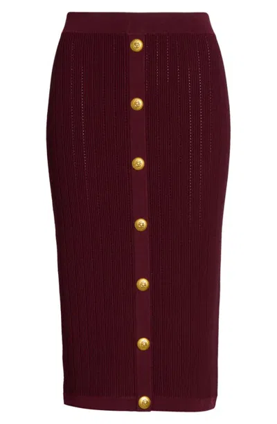 L'agence Melania Pointelle Knit Midi Skirt In Red