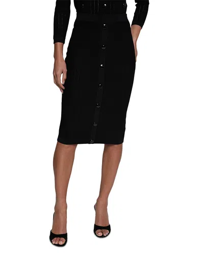 L'agence Melania Pointelle Button Front Sweater Skirt In Black