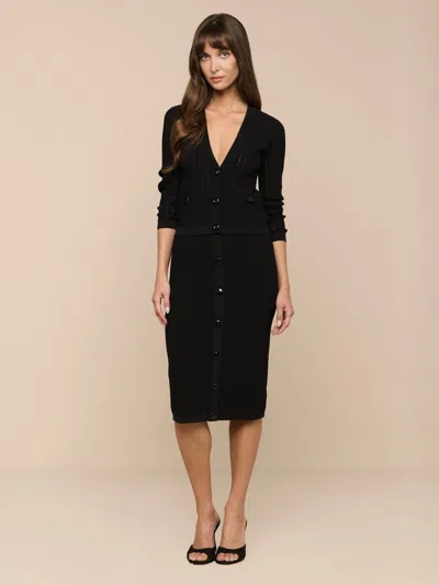 L'agence Melania Pointelle Knit Skirt In Black
