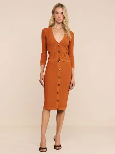 L'agence Melania Pointelle Knit Skirt In Brown