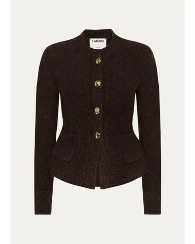 L'agence Melissa Knit Cardigan In Brown