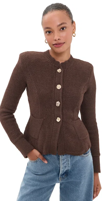 L'agence Melissa Knit Flare Cardigan Dark Brown/gold