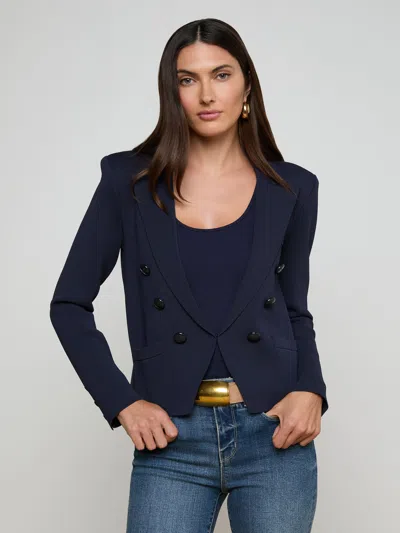 L'agence Mercer Knit Blazer In Blue