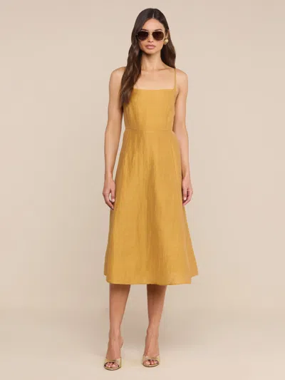 L'agence Meredith Linen-blend Dress In Gold