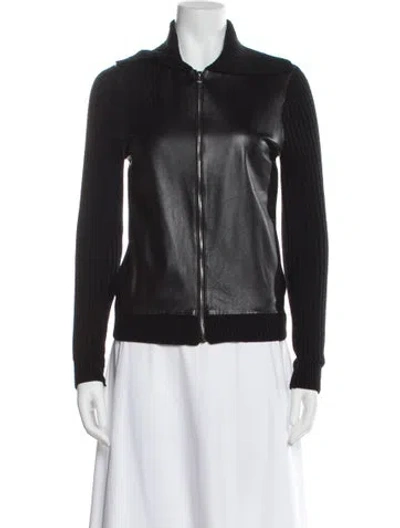 Pre-owned L'agence Merino Wool Biker Jacket In Black