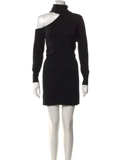 Pre-owned L'agence Merino Wool Mini Dress In Black