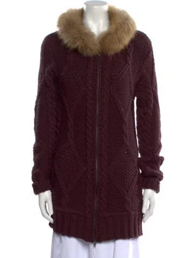 Pre-owned L'agence Merino Wool Mock Neck Sweater In Purple