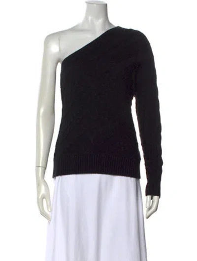 Pre-owned L'agence Merino Wool One-shoulder Sweater In Black