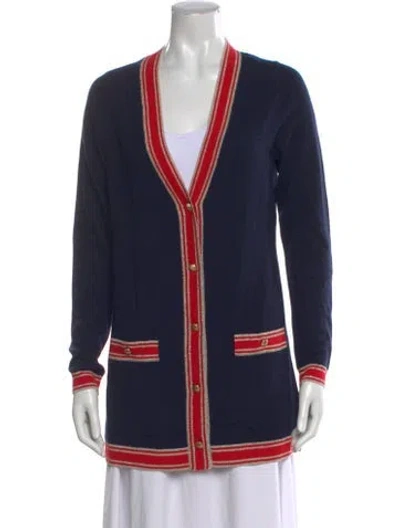 Pre-owned L'agence Merino Wool Open Front Sweater In Blue