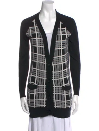 Pre-owned L'agence Merino Wool Plaid Print Sweater In Black