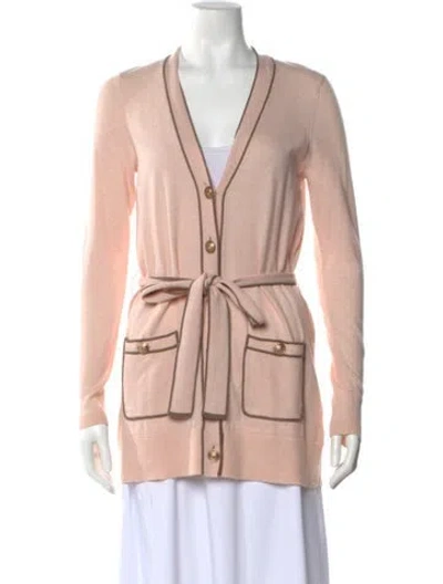 Pre-owned L'agence Merino Wool Plunge Neckline Sweater W/ Tags In Pink