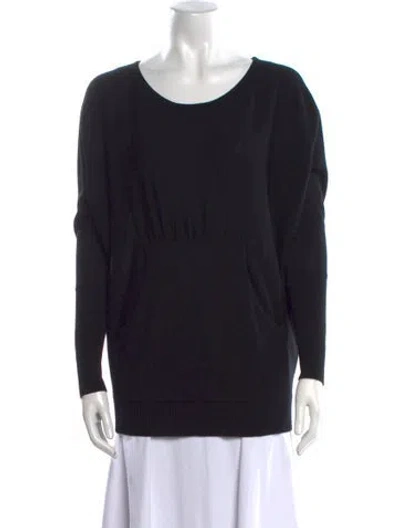 Pre-owned L'agence Merino Wool Scoop Neck Sweater In Black