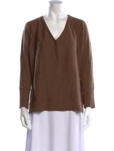 Pre-owned L'agence Merino Wool V-neck Sweater In Brown