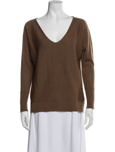 Pre-owned L'agence Merino Wool V-neck Sweater In Brown