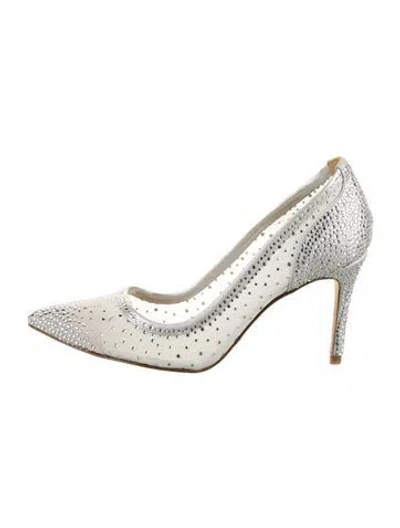 Pre-owned L'agence Mesh Crystal Embellishments Pumps In Silver