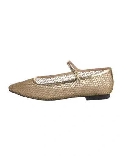 Pre-owned L'agence Mesh Mary Jane Flats In Gold