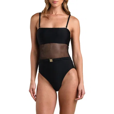 L'agence Mesh Solids Tory One-piece Swimsuits In Black